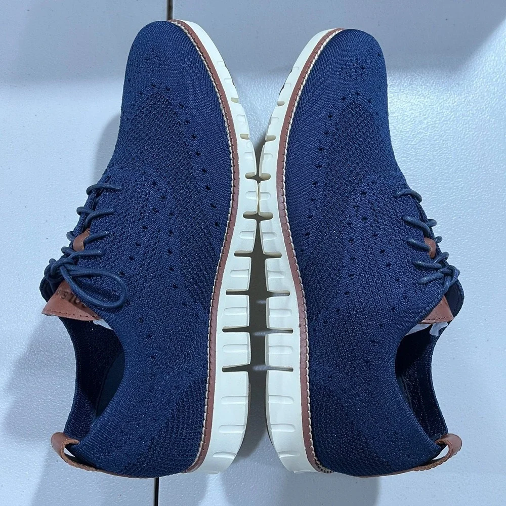 Cole Haan Zerogrand Stitchlite Marine Blue Oxford Mens Shoes 10 Damaged box
